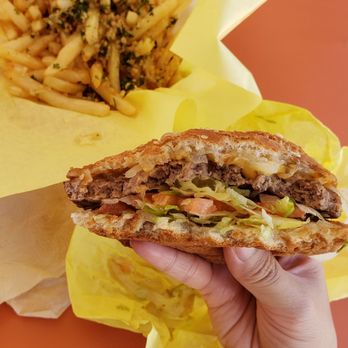 Pumpkin Station - Cheeseburger with grilled onions and garlic fries - Pumpkin Patches Near Me - Del Mar, California
