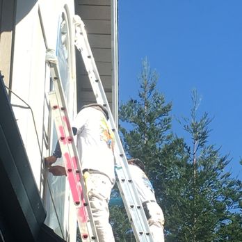 LR Bros Painting - LR Bros crew working hard on our 3 story home. - Painters Near Me