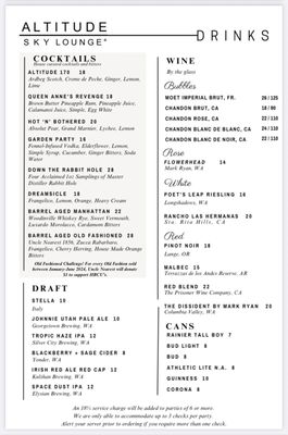 Menu photo 3 Altitude Sky Lounge Seattle, WA