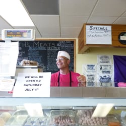 Plath's Meats - The nice man who cured my hot dog jones. Look at those yummie hot dogs in the case!