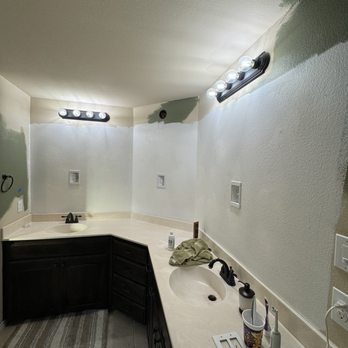 Buckmasters Electric - Recessed outlets and electric box for vanity light installed. - Electricians Near Me - Forney, Texas