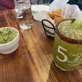 5 Tacos and Beers Berkeley - Michelada with spicy cucumber and guac to get us started! - Tacos Near Me - Berkeley, California
