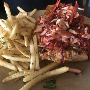 Avalon Cafe And Kitchen - Ann Arbor - Sons chicken sandwich. Well seasoned fries. - Cafes Near Me - Ann Arbor, Michigan