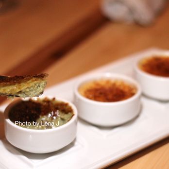 Pacific Rim - Crème Brûlée Tasting ($9) - 3 miniature variations of crème brûlée: green tea, ginger, Thai makrut lime leaf (my fav of the 3) - Asian Fusion Near Me - Ann Arbor, Michigan
