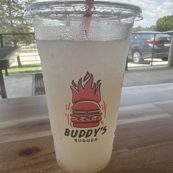 Buddy's Burger - Their classic lemonade. They also have strawberry and mango flavored lemonade! - Burgers Near Me - Austin, Texas Buddy's Burger - Their classic lemonade. They also have strawberry and mango flavored lemonade! - Burgers Near Me - Austin, Texas