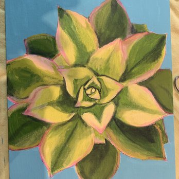 Loving To Paint - Meg prepped a painting of a succulent as a base for glass used in the mosaic class. - Art Classes Near Me - West Chester, Pennsylvania Loving To Paint - Meg prepped a painting of a succulent as a base for glass used in the mosaic class. - Art Classes Near Me - West Chester, Pennsylvania