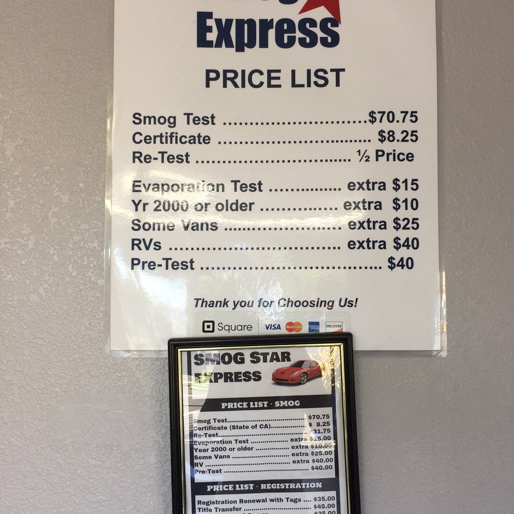 Smog Star Express - Prices. - Smog Check Stations Near Me - Concord, California Smog Star Express - Prices. - Smog Check Stations Near Me - Concord, California