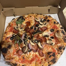 Build your own combo with red sauce, pepperoni, mushrooms, olives, onions and basil! Build your own combo with red sauce, pepperoni, mushrooms, olives, onions and basil!