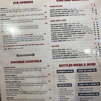 Pinchers - Drink menu - Seafood Near Me - Marco Island, Florida