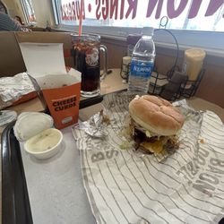 A&W Restaurant - Double bacon cheese burger Cheese Curds root beer