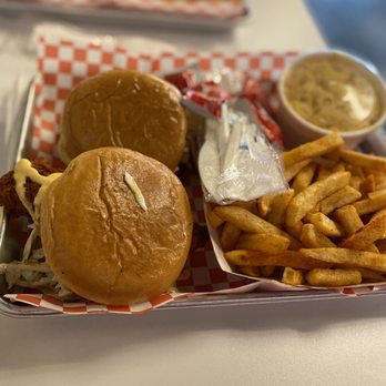 Angry Chickz - Combo #1- 2 hot chicken sliders with slaw and fries plus a side of mac and cheese. - Chicken Shop Near Me - Bakersfield, California Angry Chickz - Combo #1- 2 hot chicken sliders with slaw and fries plus a side of mac and cheese. - Chicken Shop Near Me - Bakersfield, California