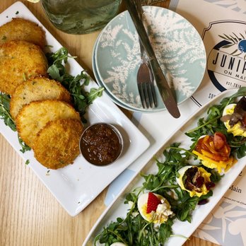 Juniper on Main - Fried Green Tomatoes Flight of Deviled Eggs - Southern Near Me - Carmel, Indiana