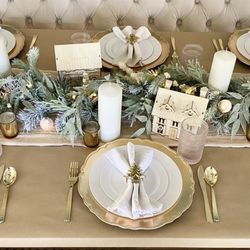 Michaels - 3 garlands, little wooden structures (crafting after Thanksgiving dinner), plates and utensils from Michael's.