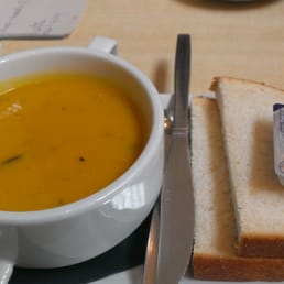 Sweet potato and butternut squash soup of the day at cafe victoria Sweet potato and butternut squash soup of the day at cafe victoria
