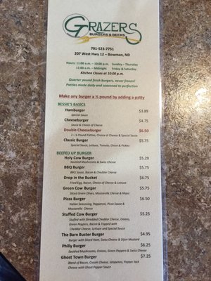 Menu photo 8 Grazer's Burgers & Beer Bowman, ND Menu photo 8 Grazer's Burgers & Beer Bowman, ND