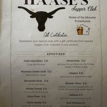 Haase's Supper Club - Menu - American Near Me - Winneconne, Wisconsin Haase's Supper Club - Menu - American Near Me - Winneconne, Wisconsin