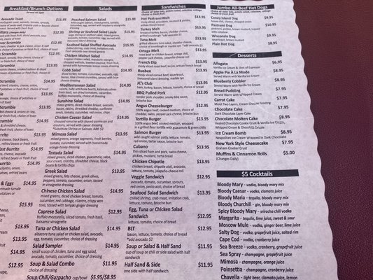 Menu photo 8 JC's Cafe Palm Desert, CA