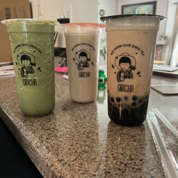 Gotcha Tea - Winter Melon Milk Tea, Reg Price, Size L, Regular Ice, Regular Sugar, Honey Boba, Fresh Milk & Non-dairy Creamer - Coffee & Tea Near Me - Costa Mesa, California