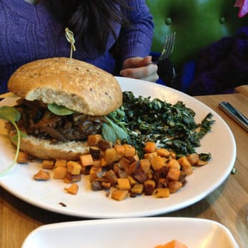 True Food Kitchen - Bison burger w/ sweet potato hash and kale salad. - New American Near Me - Denver, Colorado