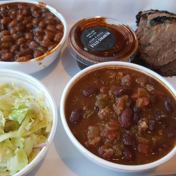 Smoque BBQ - Sliced Brisket Combo with slaw, brisket chilly and bbq beans. - Barbeque Near Me - Chicago, Illinois