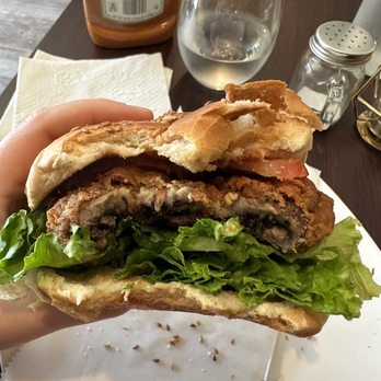 Starving Vegan - Chick'n mushroom burger - Vegan Near Me - Brooklyn, New York Starving Vegan - Chick'n mushroom burger - Vegan Near Me - Brooklyn, New York