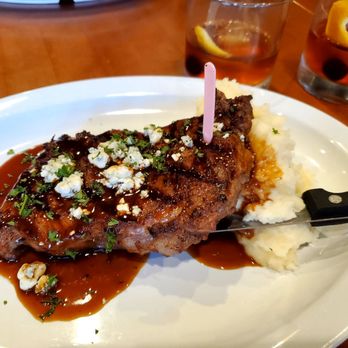 Liberty Call Distilling - Tuesday Steak Night (12oz NY with Demi-Glaze, mashed potatoes, and blue cheese crumbles) served with an old fashioned - Distilleries Near Me - San Diego, California Liberty Call Distilling - Tuesday Steak Night (12oz NY with Demi-Glaze, mashed potatoes, and blue cheese crumbles) served with an old fashioned - Distilleries Near Me - San Diego, California