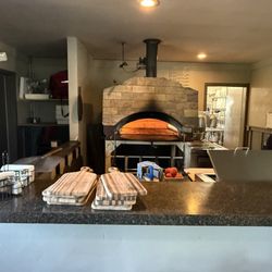 Pizza prep area. Loved the brick oven