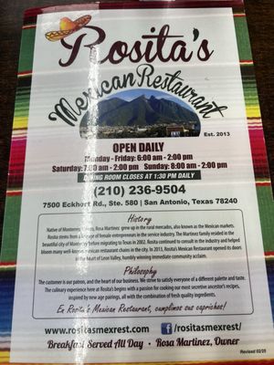 Menu photo 5 Rosita's Mexican Resturant San Antonio, TX Menu photo 5 Rosita's Mexican Resturant San Antonio, TX