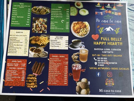 Menu photo 1 Mi Casa Tu Casa Southampton Township, NJ Menu photo 1 Mi Casa Tu Casa Southampton Township, NJ