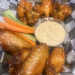 Buffalo and Honey Sriracha Wings.
