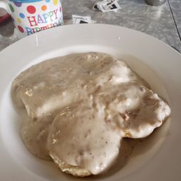 A double order of biscuits and gravy. A double order of biscuits and gravy.