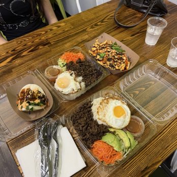 Bao Bao Banh Mi - Bulgogi Ribeye Beef Bao, Bulgogi Ribeye Beef Rice Box 2x with fried egg and avocado added, Bulgogi Fries - Vietnamese Near Me - Houston, Texas