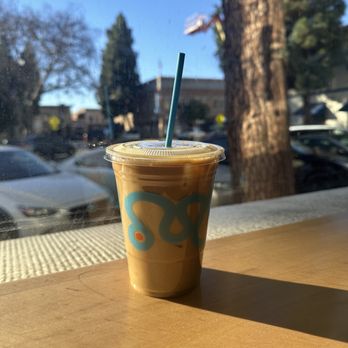 Play Coffee - Iced volcano latte with almond milk 3/5 - Coffee & Tea Near Me - Orange, California