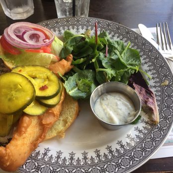 Blue Pig Tavern - Fried Haddock sandwich on a brioche roll. Delicious! - New American Near Me - Cape May, New Jersey