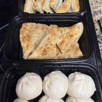 Kofu Dumpling House - Top to bottom: 8 Piece Pork Pot Sticker, Jingdong Meat Pie, 6 Piece Chicken& Mushroom Steamed Buns - Chinese Near Me - Mesa, Arizona
