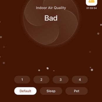 Action Chimney & Home Improvement - New Air Purifier on default setting indicating poor air quality from soot caused by Action Chimney and Home Improvement LLC - Chimney Sweeps Near Me Action Chimney & Home Improvement - New Air Purifier on default setting indicating poor air quality from soot caused by Action Chimney and Home Improvement LLC - Chimney Sweeps Near Me