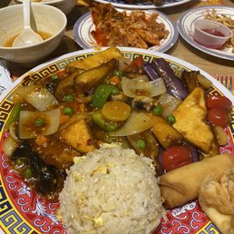 Eggplant with Hot Garlic Sauce and added tofu Eggplant with Hot Garlic Sauce and added tofu