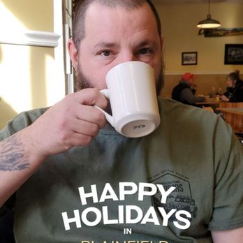 Danny's Depot Diner - Hubby enjoying his coffee while I play around with Snapchat filters - Breakfast & Brunch Near Me - Central Village, Connecticut