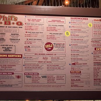 Phil's BBQ - Menu - Barbeque Near Me - San Diego, California