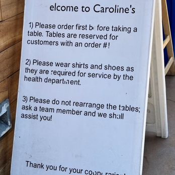 Caroline's Seaside Cafe by Giuseppe - Rules posted where you line in for your food - Cafes Near Me - La Jolla, California