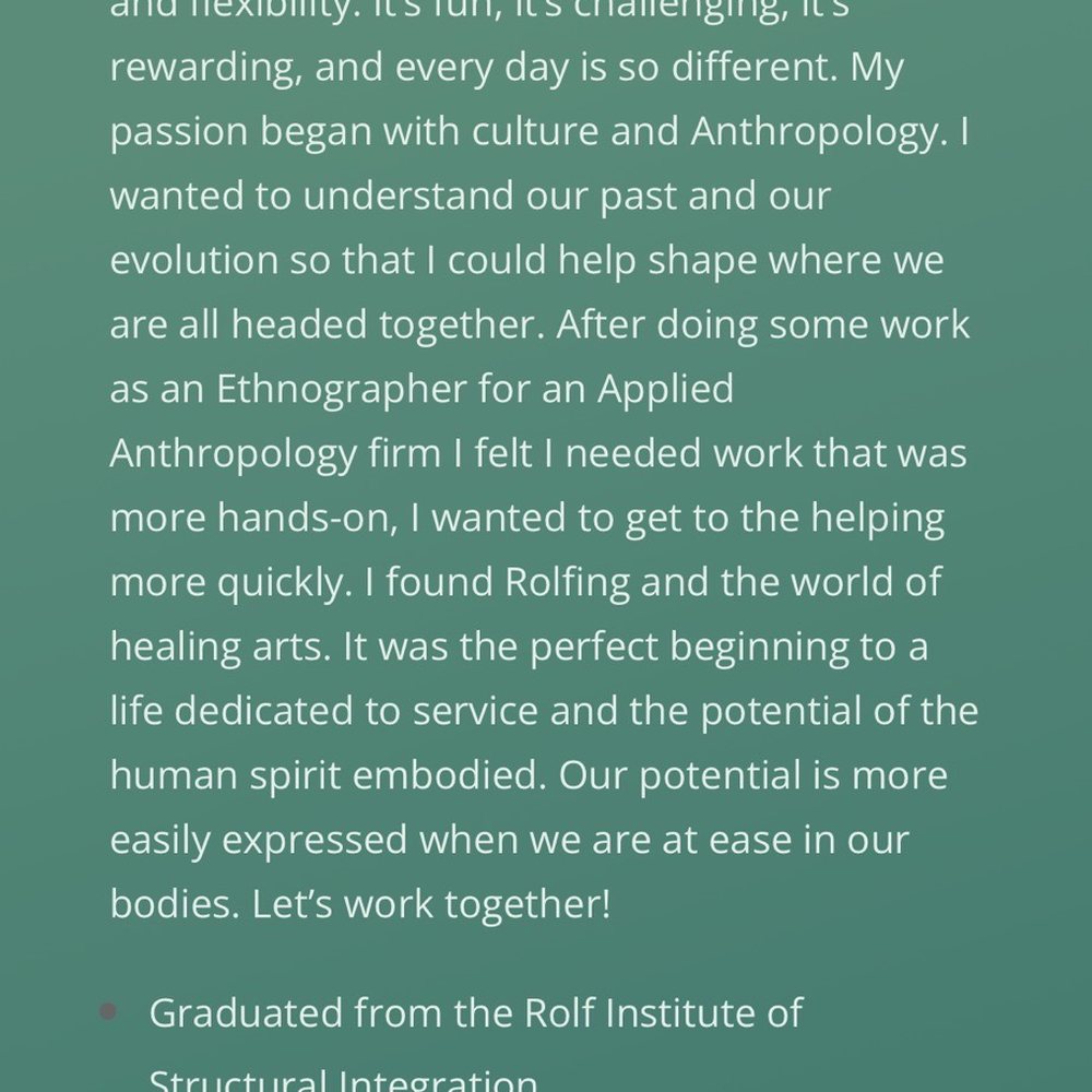 Rolfing With Alexi - A bio of why Alexi chose this path... - Physical Therapy Near Me