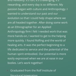 Rolfing With Alexi - A bio of why Alexi chose this path...