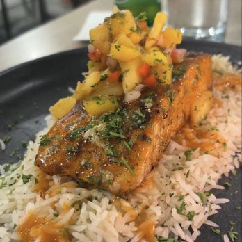 Fleur Cuisine - tropical blackened salmon - Caribbean Near Me - Rockport, Massachusetts