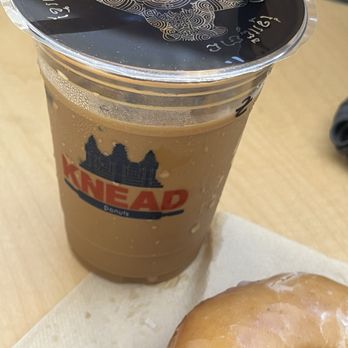 Knead Donuts & Tea - Vietnamese coffee 50% and glazed donut - Donuts Near Me - Signal Hill, California
