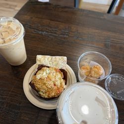 Cup of Wonder - Lemon donut holes, lemon bar, and bourbon vanilla latte, blueberry maple latte