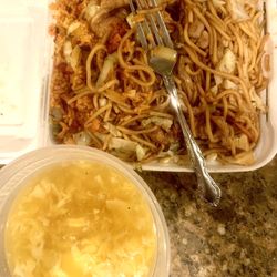 Golden City Buffet - Egg Drop Soup, chow mein, fried rice