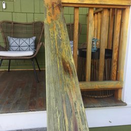 Front porch railing before restoration Front porch railing before restoration