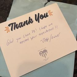 Pure Buttons - Thank you card from Jeff - very nice touch!