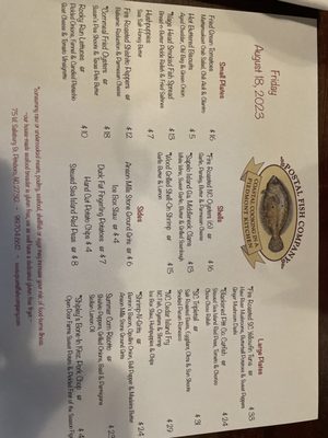 Menu photo 1 Postal Fish Company Pittsboro, NC Menu photo 1 Postal Fish Company Pittsboro, NC