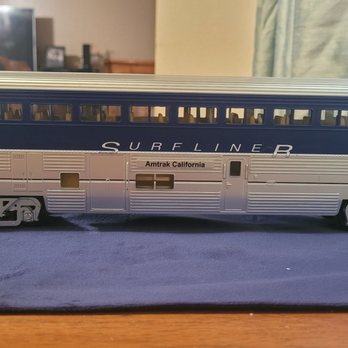 Milepost 38 Toy Trains - MTH Railking O Scale Coach Baggage car in Amtrak Pacific Surfliner scheme - Toy Stores Near Me - Westminster, California